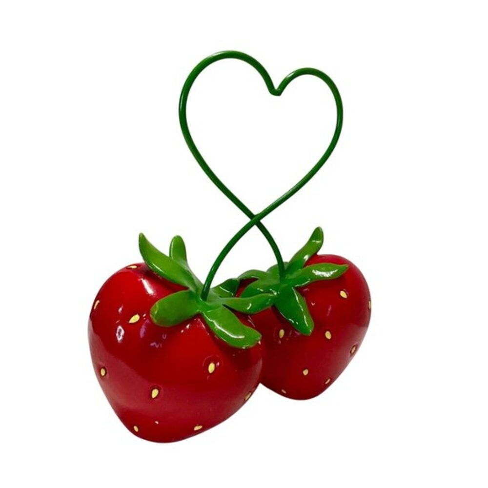 Large Strawberry Figurine Resin Decor Valentines Finish Whimsical Kitchen Shelf